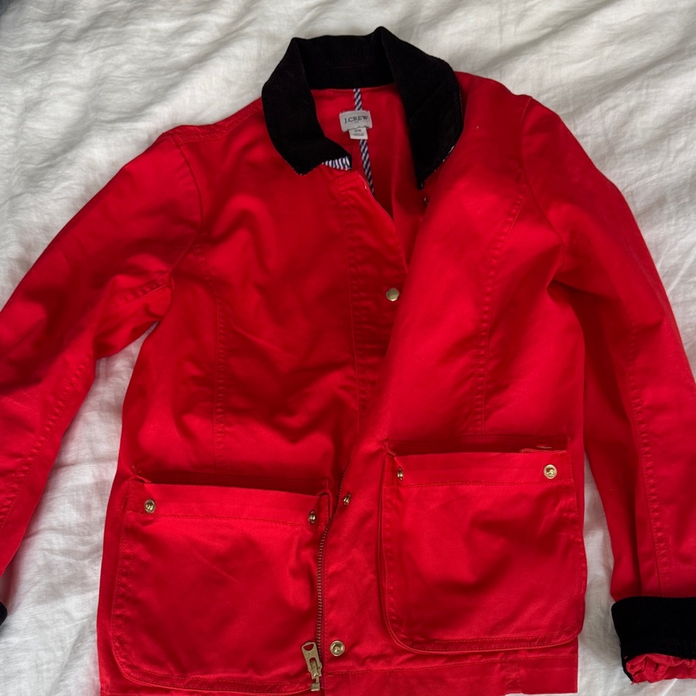 J. Crew Red Jacket with Black Collar